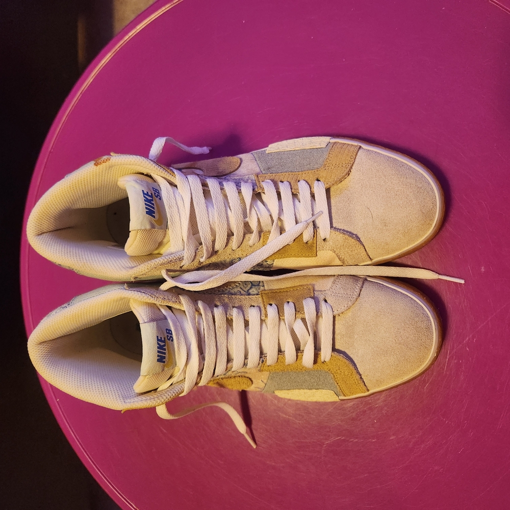 Nike Beige, Baby Blue and White Sneakers